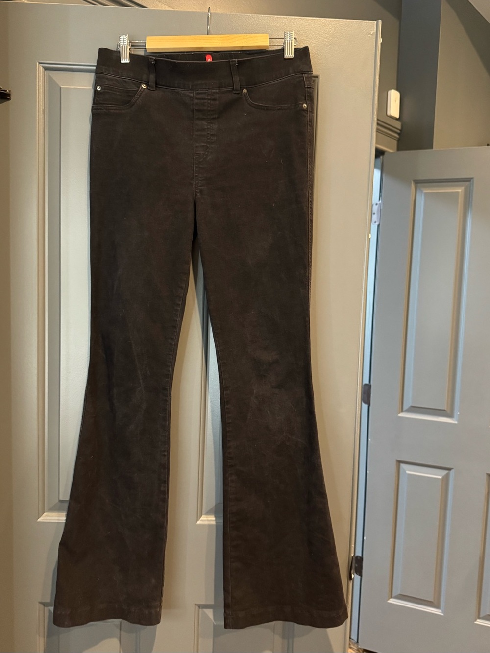 SPANX Black High-Waist Shaping Pants with Red Logo Tag